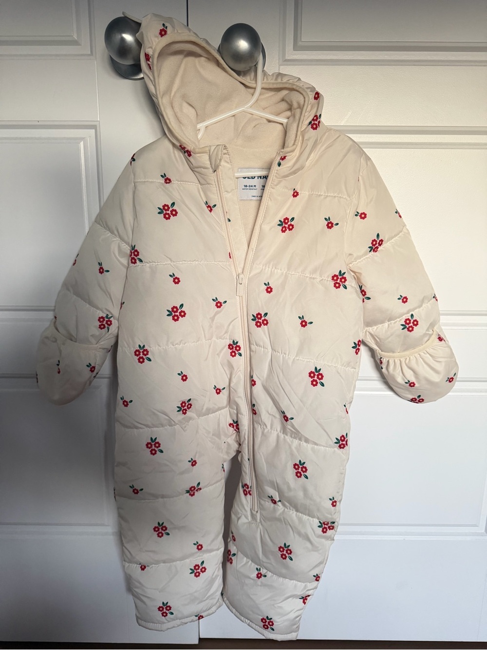 Old Navy Cream Hooded Floral Puffer Sleep Sack